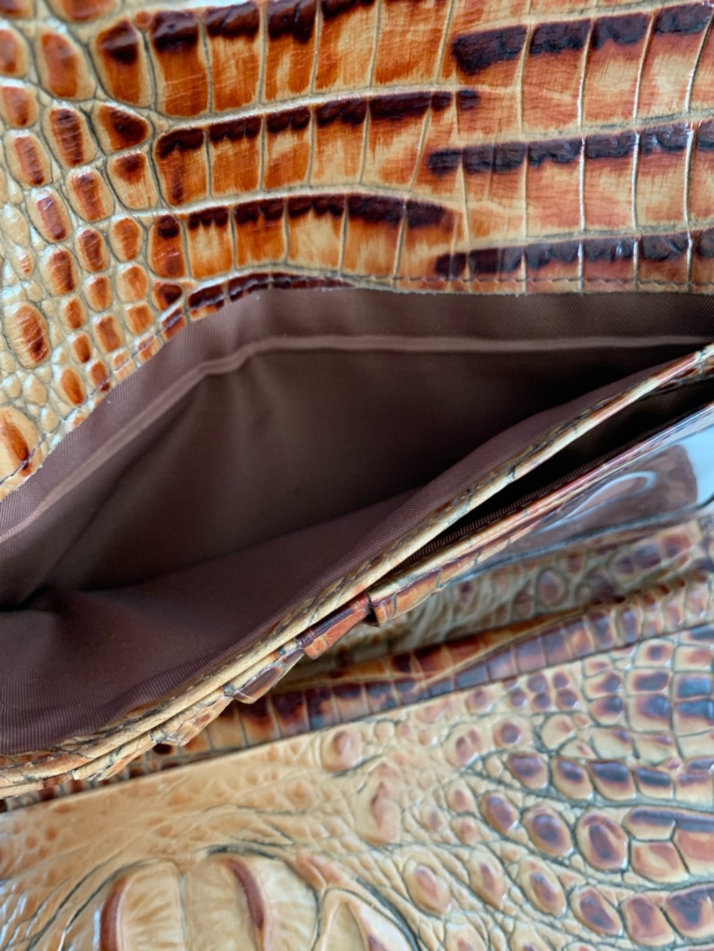Brahmin Cognac Croc-Embossed Leather Clutch Wallet on Sale - Picture 7 of 10